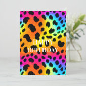 Farbenfrohe Regenbogen-Cheetah Feiertagskarte (Stehend Vorderseite)