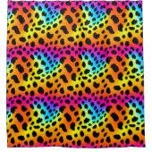 Farbenfrohe Regenbogen-Cheetah Nahtloses Muster Duschvorhang (Vorderseite)