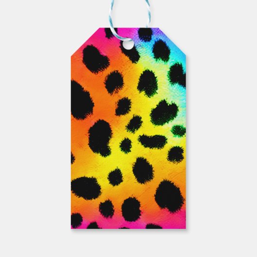 Farbenfrohe Regenbogen-Cheetah Nahtloses Muster Geschenkanhänger (Rückseite)