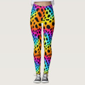 Farbenfrohe Regenbogen-Cheetah Nahtloses Muster Leggings (Vorderseite)