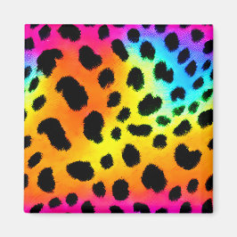 Farbenfrohe Regenbogen-Cheetah Nahtloses Muster Magnet