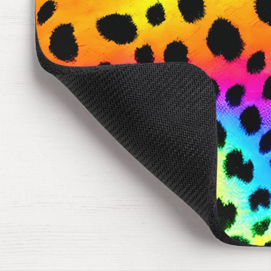 Farbenfrohe Regenbogen-Cheetah Nahtloses Muster Mousepad (Ecke)