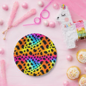 Farbenfrohe Regenbogen-Cheetah Nahtloses Muster Pappteller (Party)