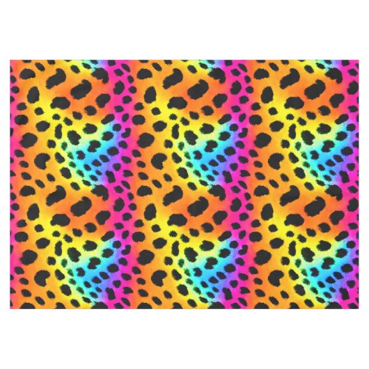 Farbenfrohe Regenbogen-Cheetah Nahtloses Muster Tischdecke (Vorderseite (Horizontal))