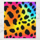 Farbenfrohe Regenbogen-Cheetah Nahtloses Muster Weinetikett (Einzelnes Label)