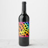 Farbenfrohe Regenbogen-Cheetah Nahtloses Muster Weinetikett (Vorderseite)