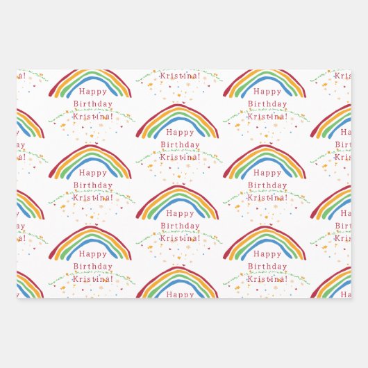 Farbenfrohe Regenbogen Confetti Custom Geschenkpapier Set (Vorderseite)