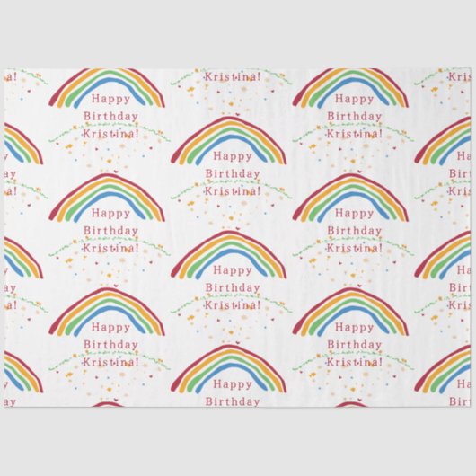 Farbenfrohe Regenbogen Confetti Custom Seidenpapier (Vorderseite)