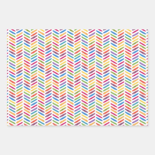 Farbenfrohe Regenbogen-Confetti-Dreieck Zigzag-Pun Geschenkpapier Set (Vorderseite 2)
