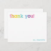 Farbenfrohe Regenbogen Danke Note Card Mitteilungskarte (Vorne/Hinten)