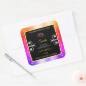 Farbenfrohe Regenbogen-Dekoration Juwelen Black Pr Quadratischer Aufkleber (Umschlag)