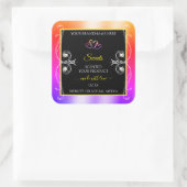 Farbenfrohe Regenbogen-Dekoration Juwelen Black Pr Quadratischer Aufkleber (Tasche)