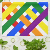 Farbenfrohe Regenbogen-Diagonal-Kreuzstreifen Geschirrtuch (Gefaltet)