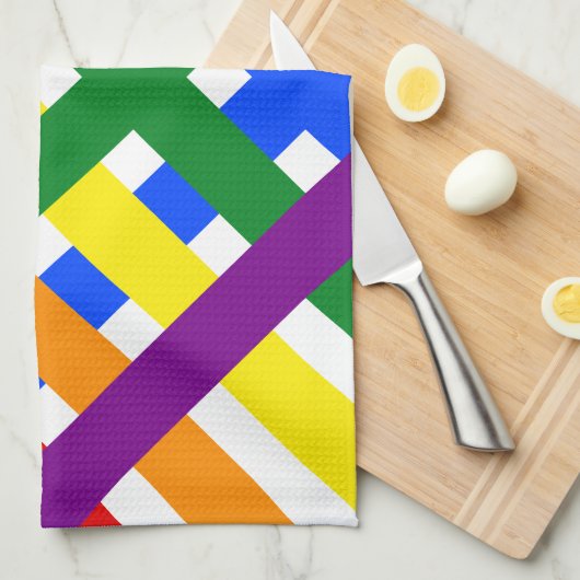 Farbenfrohe Regenbogen-Diagonal-Kreuzstreifen Geschirrtuch (Viertel Falte)