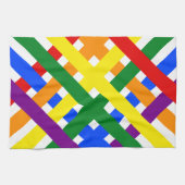 Farbenfrohe Regenbogen-Diagonal-Kreuzstreifen Geschirrtuch (Horizontal)