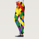 Farbenfrohe Regenbogen-Diagonal-Kreuzstreifen Leggings (Links)