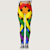 Farbenfrohe Regenbogen-Diagonal-Kreuzstreifen Leggings (Vorderseite)