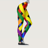 Farbenfrohe Regenbogen-Diagonal-Kreuzstreifen Leggings (Rechts)