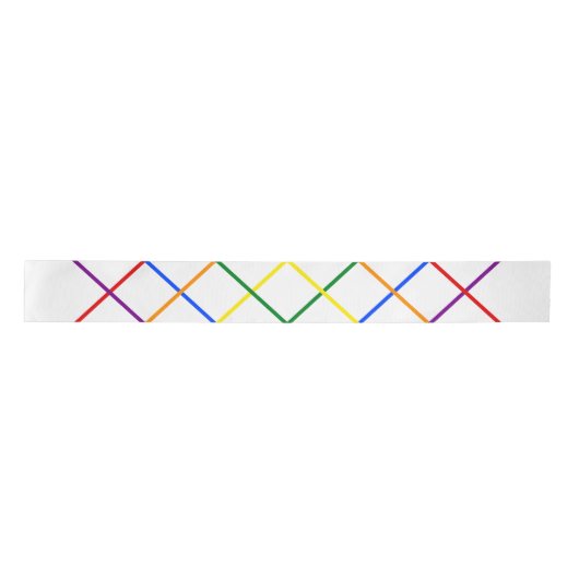 Farbenfrohe Regenbogen-Diagonal-Kreuzstreifen Satinband (Vorderseite)