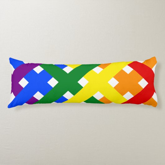 Farbenfrohe Regenbogen-Diagonal-Kreuzstreifen Seitenschläferkissen (Vorderseite)