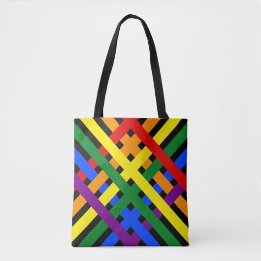 Farbenfrohe Regenbogen-Diagonal-Kreuzstreifen Tasche (Vorderseite)