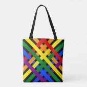 Farbenfrohe Regenbogen-Diagonal-Kreuzstreifen Tasche (Rückseite)
