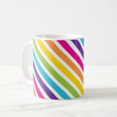 Farbenfrohe Regenbogen-Diagonale Streifen Geschenk Kaffeetasse (Vorderseite Links)