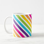 Farbenfrohe Regenbogen-Diagonale Streifen Geschenk Kaffeetasse (Links)
