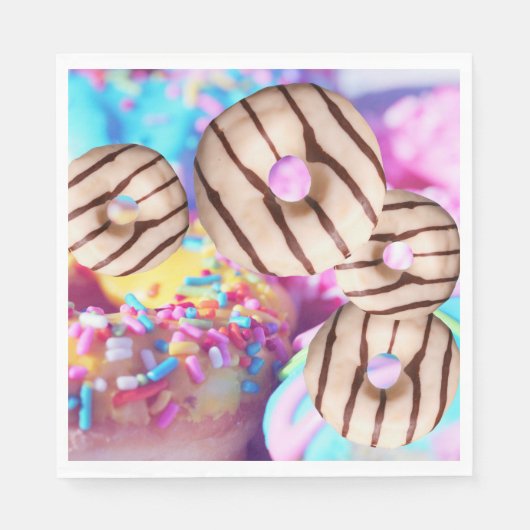 Farbenfrohe Regenbogen-Donuts Papier Napkins Serviette (Vorderseite)