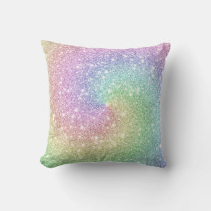 Farbenfrohe Regenbogen Einhorn Glitzer Spiral Tren Kissen