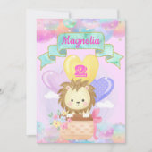 Farbenfrohe Regenbogen Einhorn Heißluftballon Baby Einladung (Vorderseite)