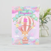 Farbenfrohe Regenbogen Einhorn Heißluftballon Brow Einladung (Stehend Vorderseite)