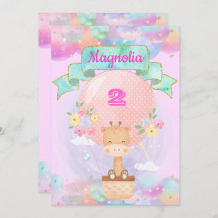 Farbenfrohe Regenbogen Einhorn Heißluftballon Gira Einladung