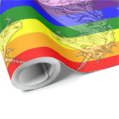 Farbenfrohe Regenbogen-Einhorn-Muster LGBT-Gay Pri Geschenkpapier (Rolleneckpunkt)