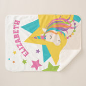 Farbenfrohe Regenbogen Einhorn Sterne Girly Indivi Sherpadecke (Vorderseite (Horizontal))
