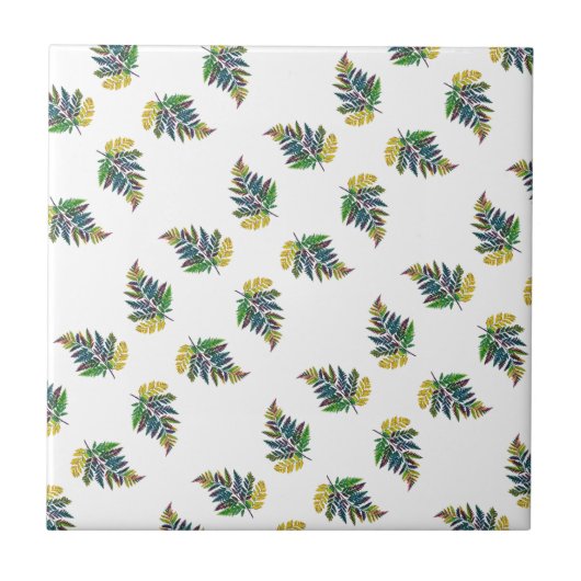 Farbenfrohe Regenbogen Fern Leaf Einfaches Muster Fliese (Vorderseite)