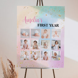 Farbenfrohe Regenbogen Geburtstag Foto Milestone Z Poster