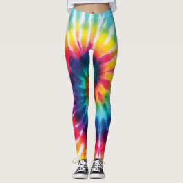 Farbenfrohe Regenbogen-Gefärbte Krawatte Kostüm Leggings