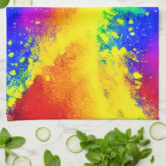 Farbenfrohe Regenbogen-geschweißte Paint-Muster Geschirrtuch (Gefaltet)