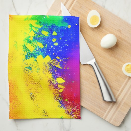 Farbenfrohe Regenbogen-geschweißte Paint-Muster Geschirrtuch (Viertel Falte)