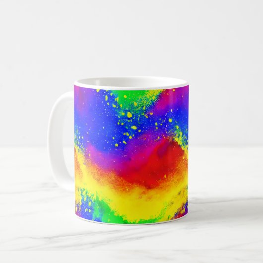 Farbenfrohe Regenbogen-geschweißte Paint-Muster Kaffeetasse (Vorderseite Links)