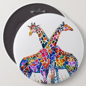Farbenfrohe Regenbogen Giraffen Wasserfarben Button (Vorne & Hinten)