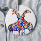 Farbenfrohe Regenbogen Giraffen Wasserfarben Button (Beispiel)
