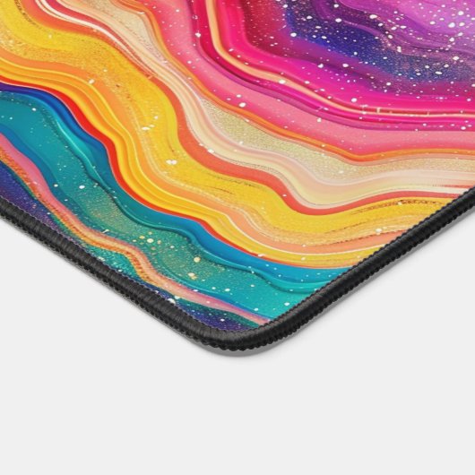 Farbenfrohe Regenbogen-Glitterie Agate Texture Mon Schreibtischunterlage (Ecke)
