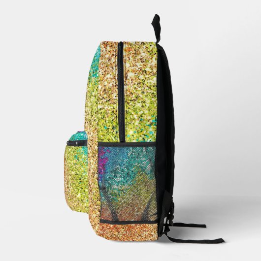 Farbenfrohe Regenbogen-Glittermuster Cool Trendy Bedruckter Rucksack (Rechts)