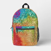 Farbenfrohe Regenbogen-Glittermuster Cool Trendy Bedruckter Rucksack (Vorderseite)