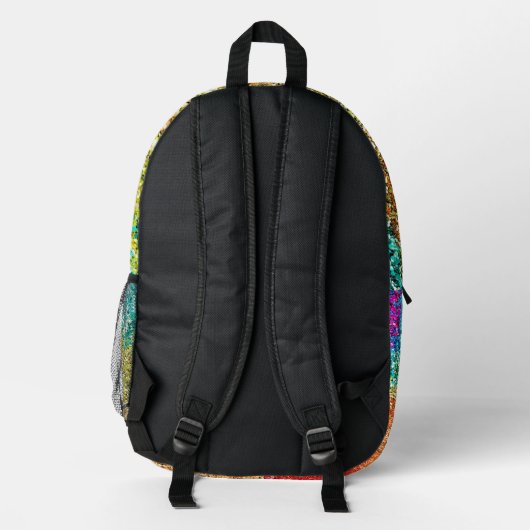 Farbenfrohe Regenbogen-Glittermuster Cool Trendy Bedruckter Rucksack (Rückseite)