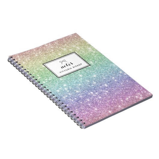 Farbenfrohe Regenbogen-Glitzer-Muster Personalisie Notizblock (Rechte Seite)