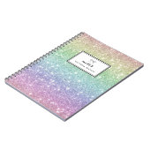 Farbenfrohe Regenbogen-Glitzer-Muster Personalisie Notizblock (Linke Seite)