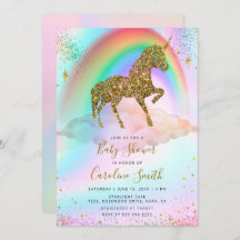Farbenfrohe Regenbogen Gold Glitzer Unicorn Kinder